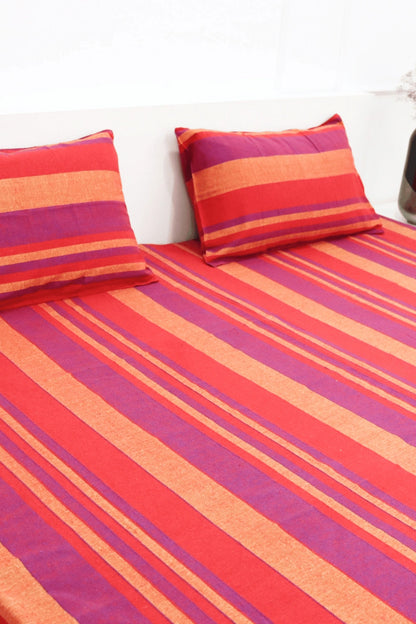 Handloom Cotton Bedsheet with Two Matching Pillow Covers | Handloom Certified