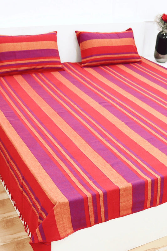 Handloom Cotton Bedsheet with Two Matching Pillow Covers | Handloom Certified