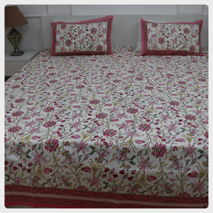 Homi Bedsheets Cotton Super King Size 210 TC with Matching Pillow Covers