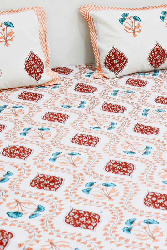 Mughal Handprinted Bedsheets King Size