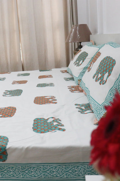 Gajanan Handprinted  Bedsheets king Size