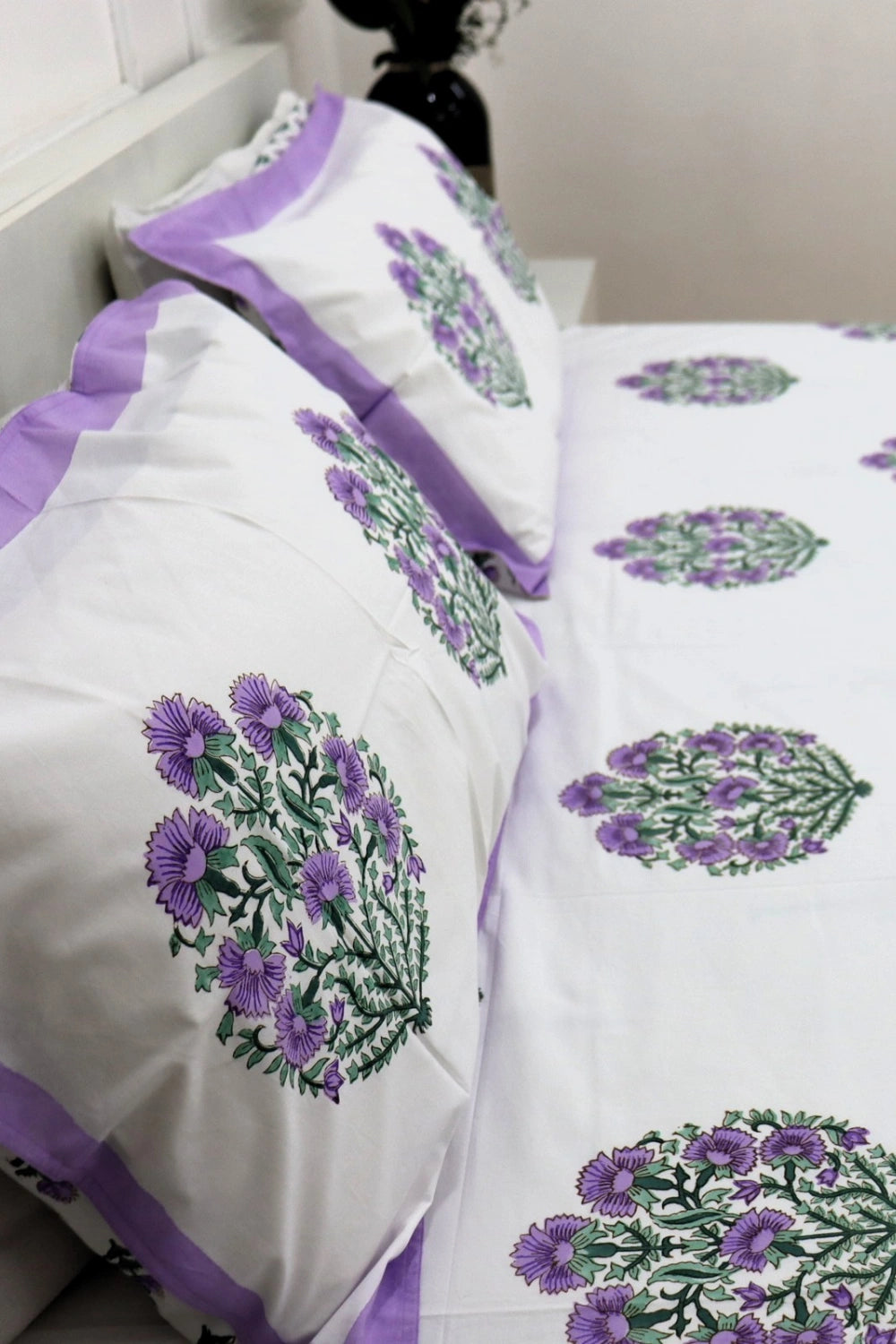 Ramya Block Print Percale Cotton Super king Size Bed Sheets 400 TC with Two Matching Pillow Covers