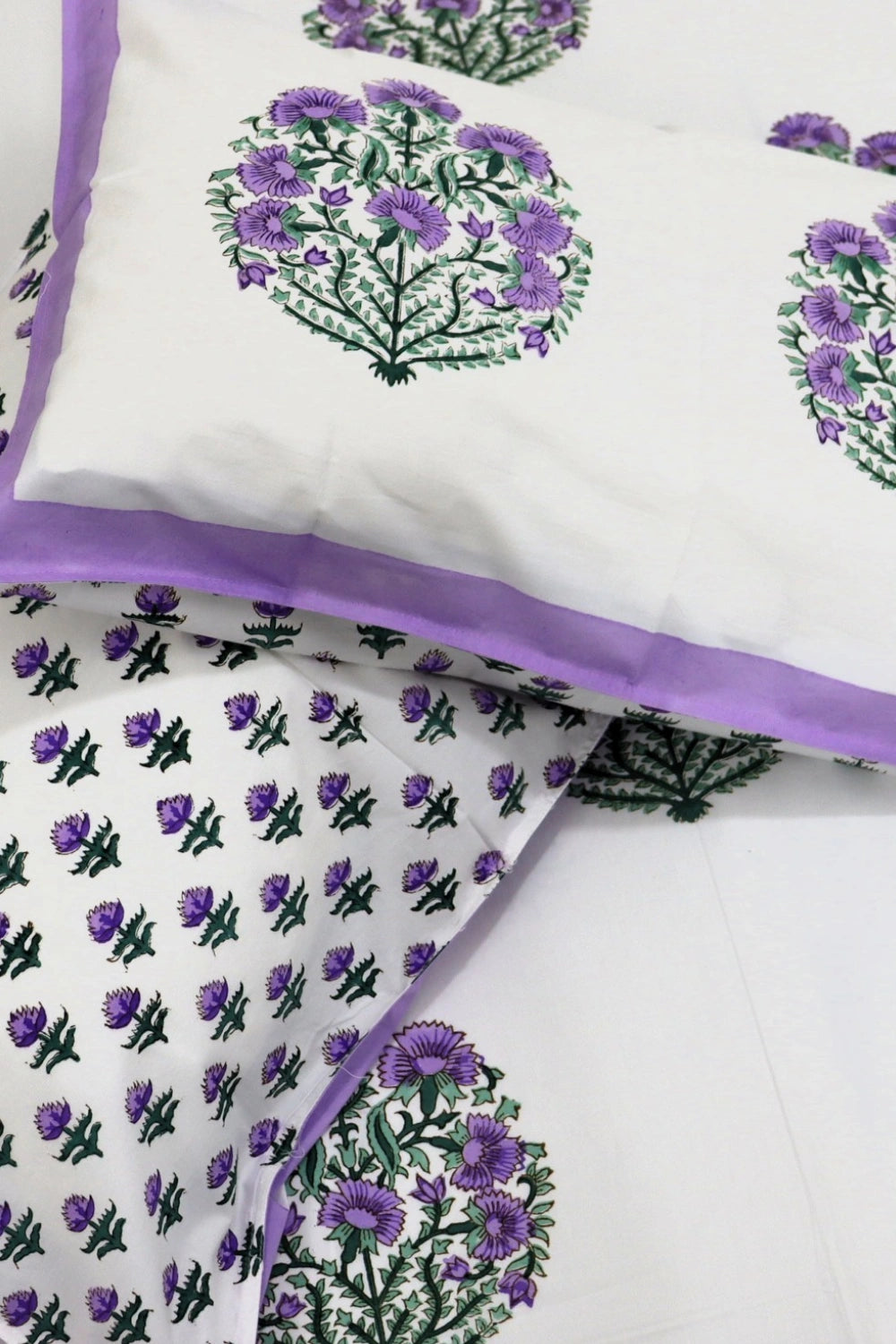 Ramya Block Print Percale Cotton Super king Size Bed Sheets 400 TC with Two Matching Pillow Covers