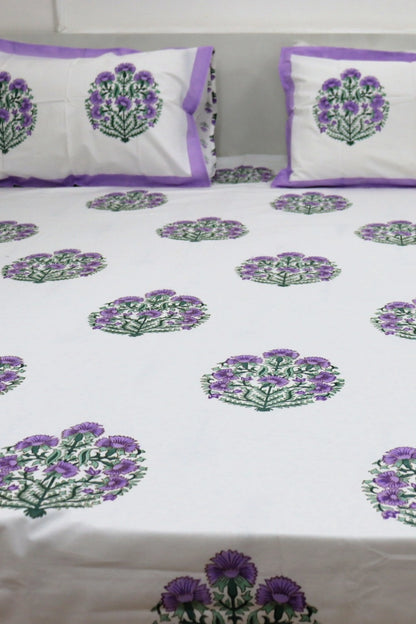 Ramya Block Print Percale Cotton Super king Size Bed Sheets 400 TC with Two Matching Pillow Covers