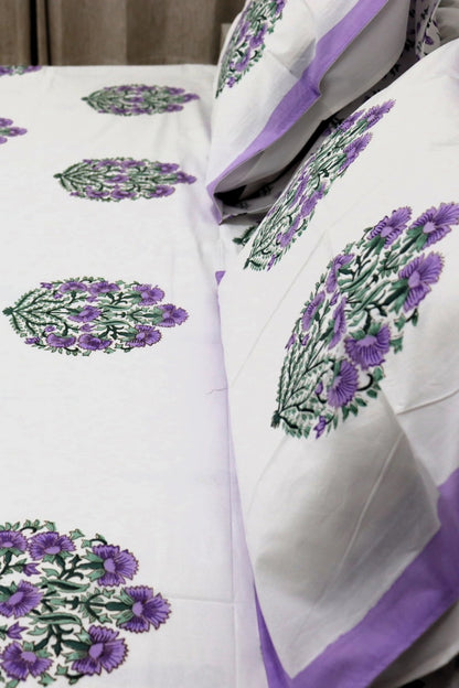 Ramya Block Print Percale Cotton Super king Size Bed Sheets 400 TC with Two Matching Pillow Covers