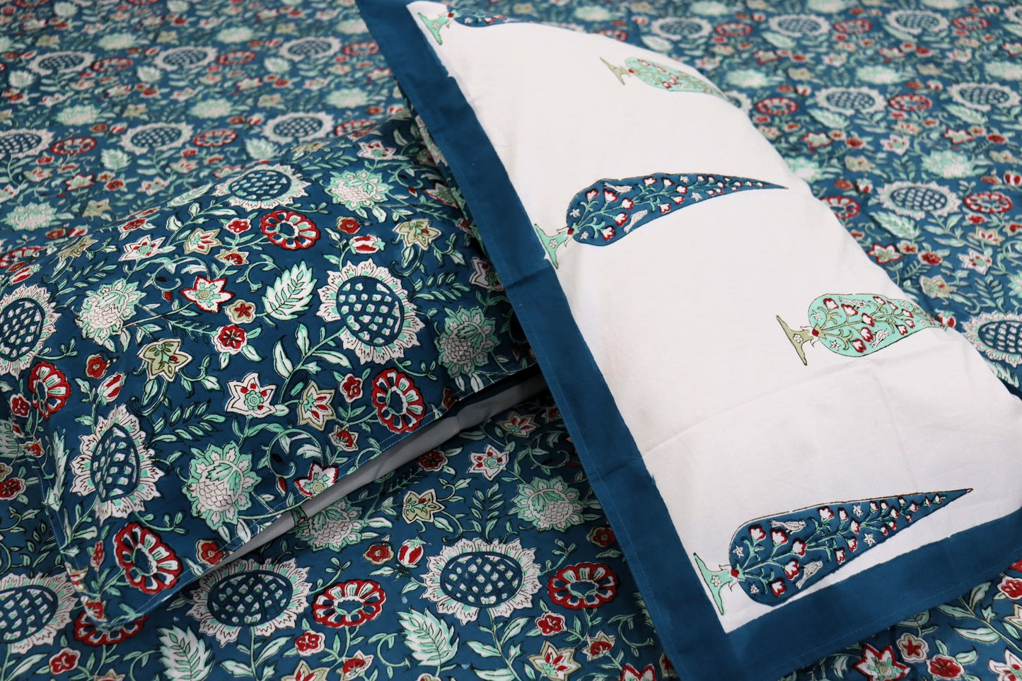 Ramya Block Print Percale Cotton Bedsheet Set