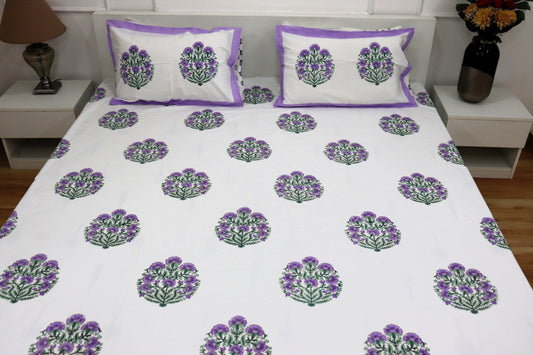 Ramya Block Print Percale Cotton Bedsheet Set