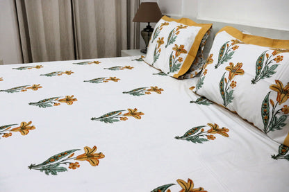 Ramya Block Print Percale Cotton Bedsheet Set