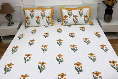 Ramya Block Print Percale Cotton Bedsheet Set