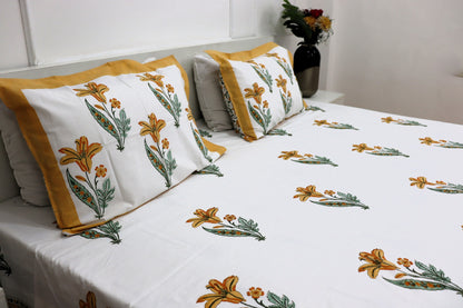 Ramya Block Print Percale Cotton Bedsheet Set