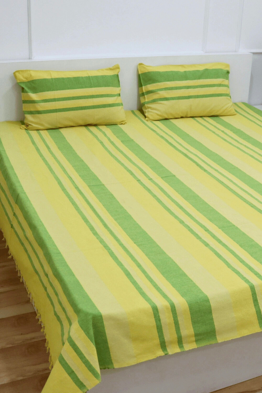 Handloom Bedsheet with Matching pillow covers