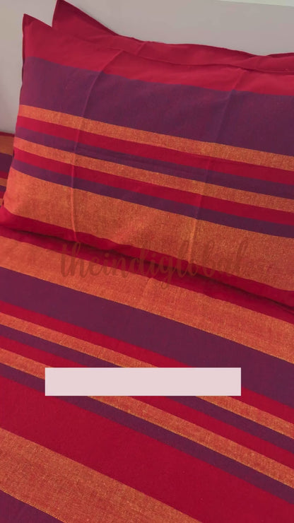 Handloom Cotton Bedsheet with Two Matching Pillow Covers | Handloom Certified